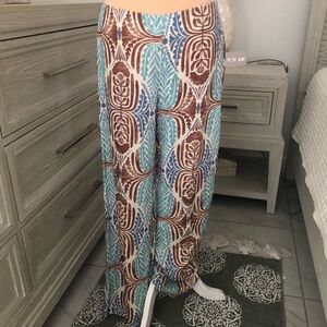 J. McLaughlin Blue and Brown Wide Leg Pants NEW